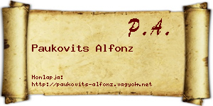 Paukovits Alfonz névjegykártya
